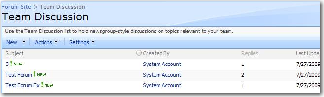 The discussion board in SharePoint